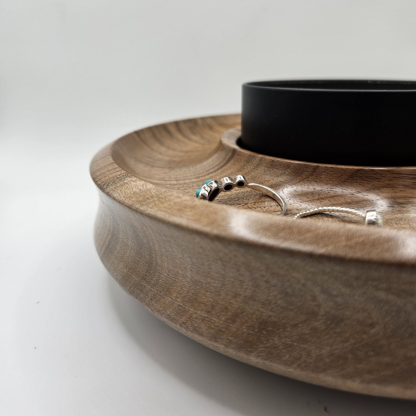 English Walnut Trinket Dish/ Candle Holder