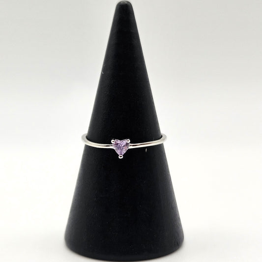 Purple Cubic Zircon Heart Ring