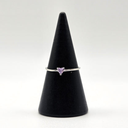 Purple Cubic Zircon Heart Ring