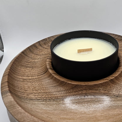 English Walnut Trinket Dish/ Candle Holder