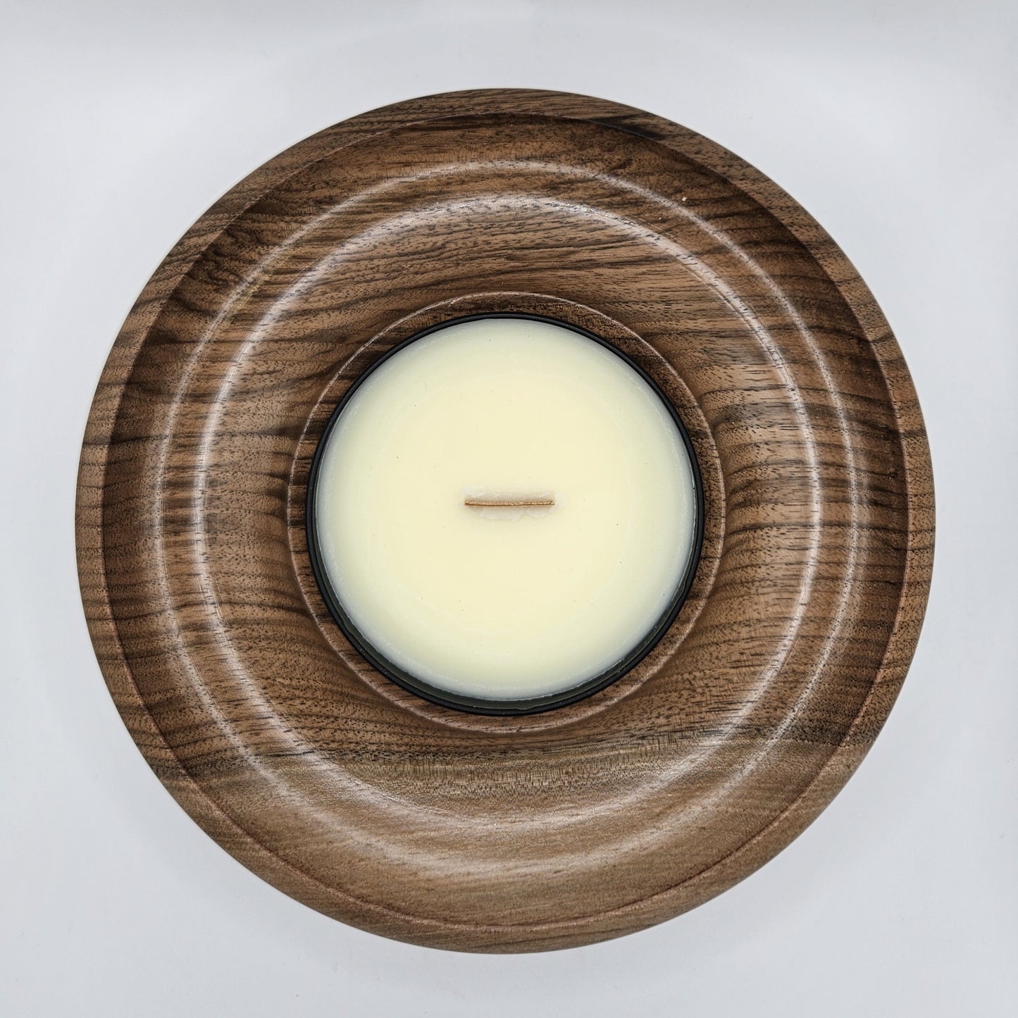 English Walnut Trinket Dish/ Candle Holder