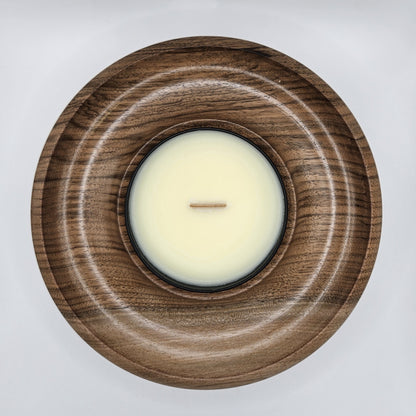 English Walnut Trinket Dish/ Candle Holder